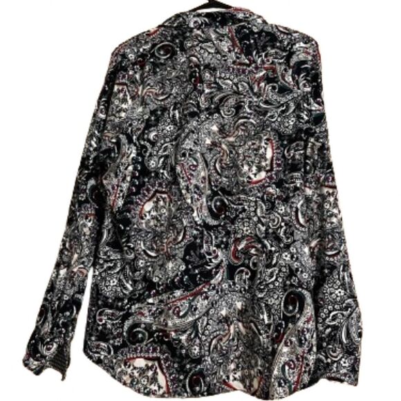 Chaps Women’s Multi Paisley Print No Iron Button Down Shirt Sz-L - Picture 7 of 7